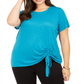 INC International Concepts Women's Plus Ruched Top Green Size 0X