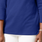 Karen Scott Women's Studded Boat Neck Cotton Top Blue Size Petite