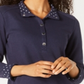 Karen Scott Women's Solid & Printed Collared Top Blue Size Petite