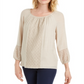 JM Collection Women's Solid Lace Inset Top Brown Size X-Small
