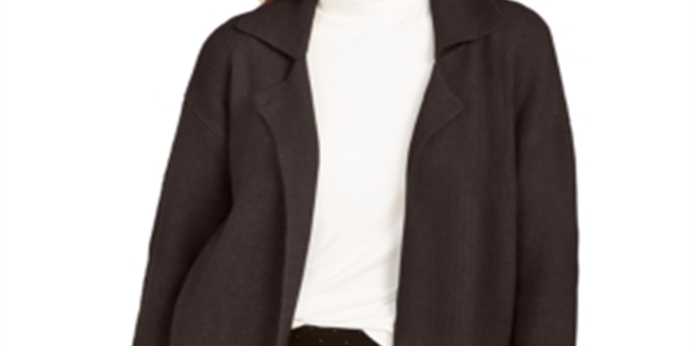 Style & Co Women's Oversized Patch Pocket Cardigan Brown Size Petite S