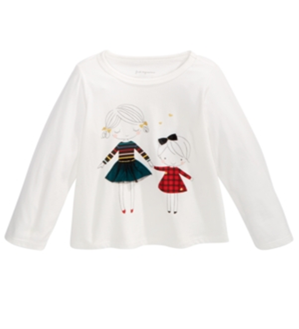 First Impressions Toddler Girl's Sisters Print Cotton T-Shirt White Size 3T