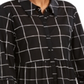 Style & Co Women's Paneled Windowpane Print Mesh Shirt Black Size Medium
