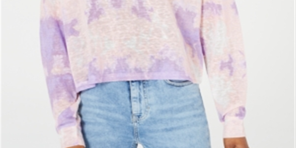 Say What? Junior's Tie Dye Long Sleeve Shirt Pink Size -L