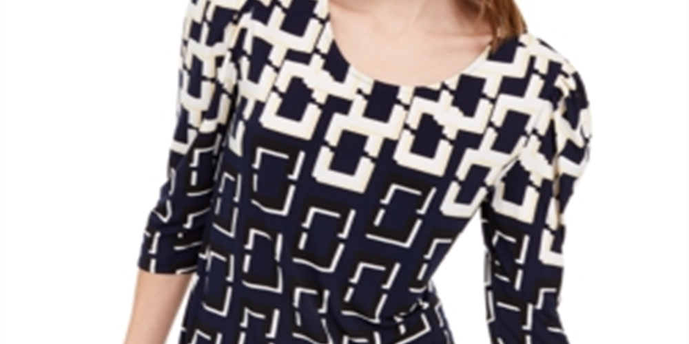 Alfani Women's Printed Tunic Blue Size Petite Small