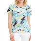 JM Collection Women's Printed Crewneck T-Shirt Blue Size Medium