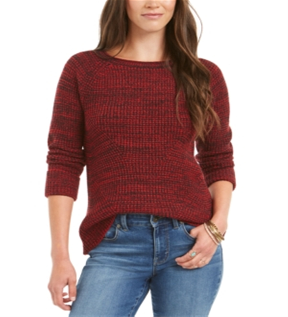 Style & Co Women's Crewneck Marled Sweater Red Size Small