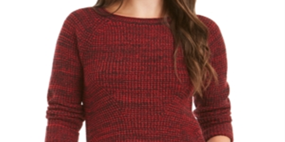Style & Co Women's Crewneck Marled Sweater Red Size Small