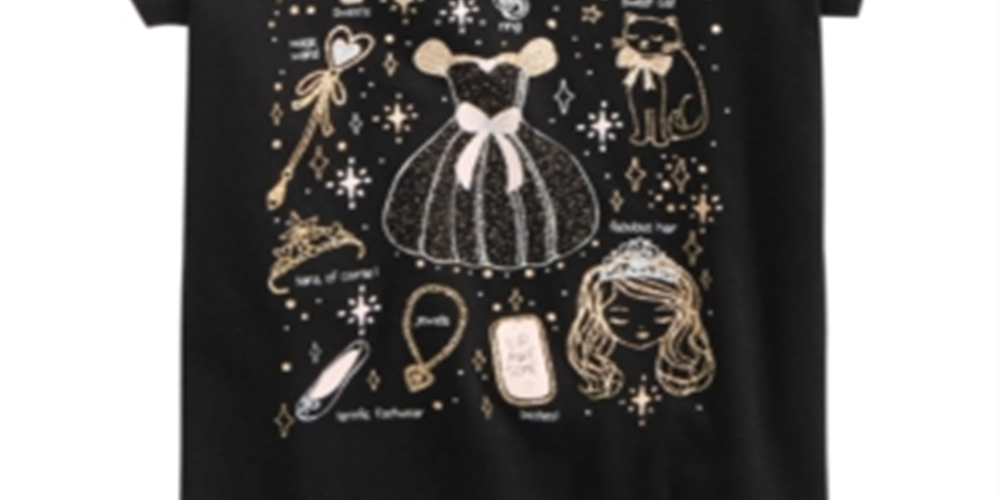 Epic Threads Little Girl's Magical Essentials Print T-Shirt Black Size 6X