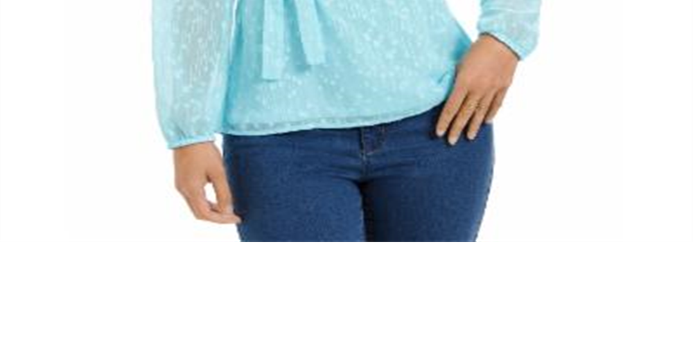 Charter Club Women's Clip Dot Wrap Top Blue Size Medium