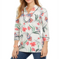 Charter Club Women's Knit 3/4 Sleeve Paisley Tunic Top White Size Large