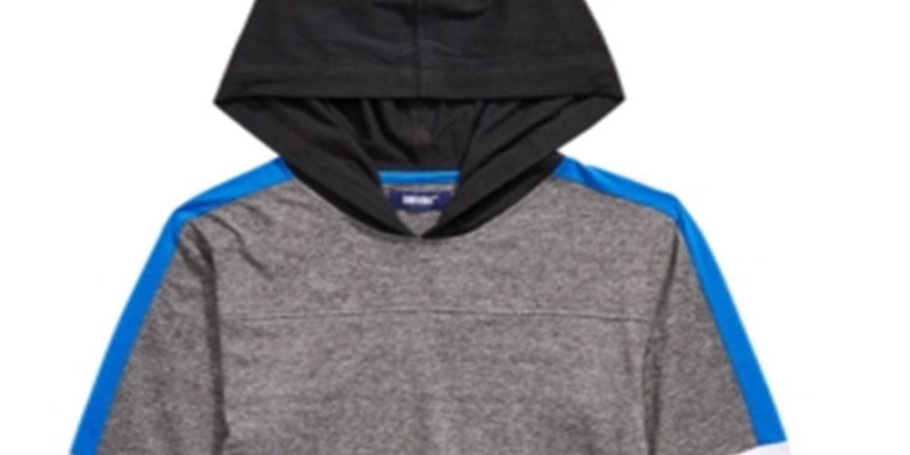 Univibe Big Boy's Kaden Pieced Colorblocked Hooded T-Shirt Black Combo Size Medium