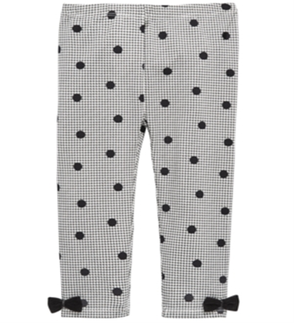 First Impressions Toddler Girl's Dot Print Houndstooth Leggings White Size 4T