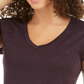 Ideology Women's Essential Heathered V Neck Pullover Top Purple Size Small