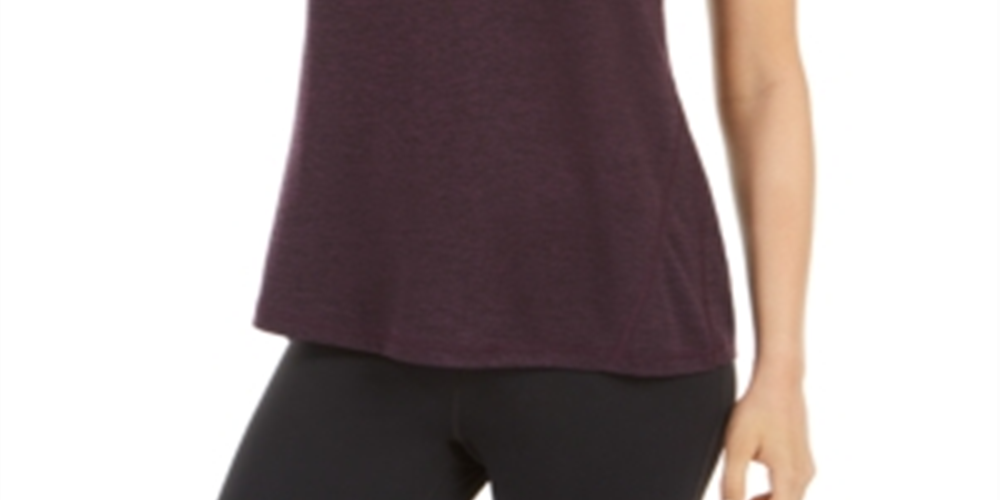 Ideology Women's Essential Heathered V Neck Pullover Top Purple Size Small