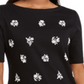 Karen Scott Women's Printed Scalloped Cotton Top Black Size Small