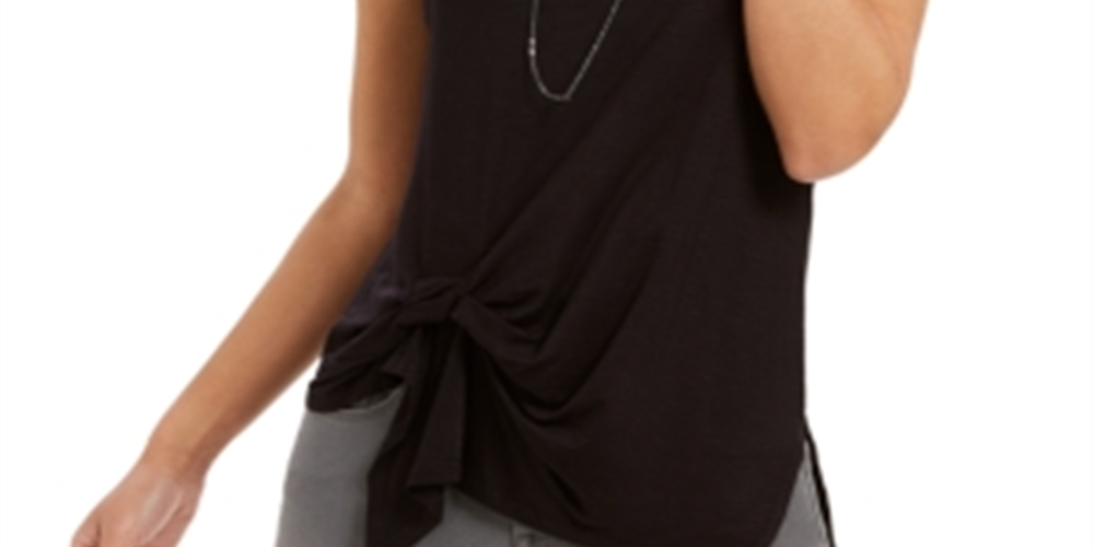 Style & Co Women's Tie Front Sleeveless Top Black Size XX-Large