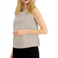 Alfani Women's Woven Linen Blend Shell Top Brown Size Large