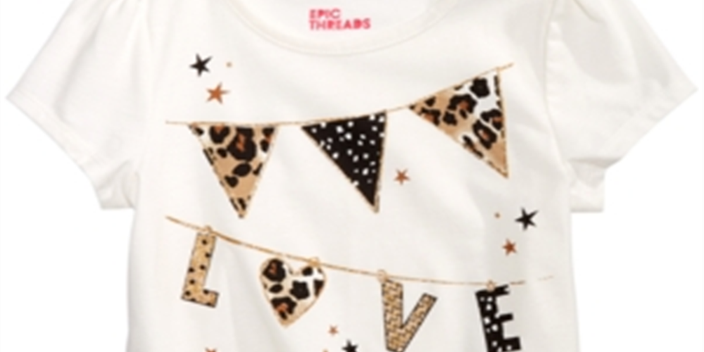 Epic Threads Little Girl's Love Flags T-Shirt White Size 6X