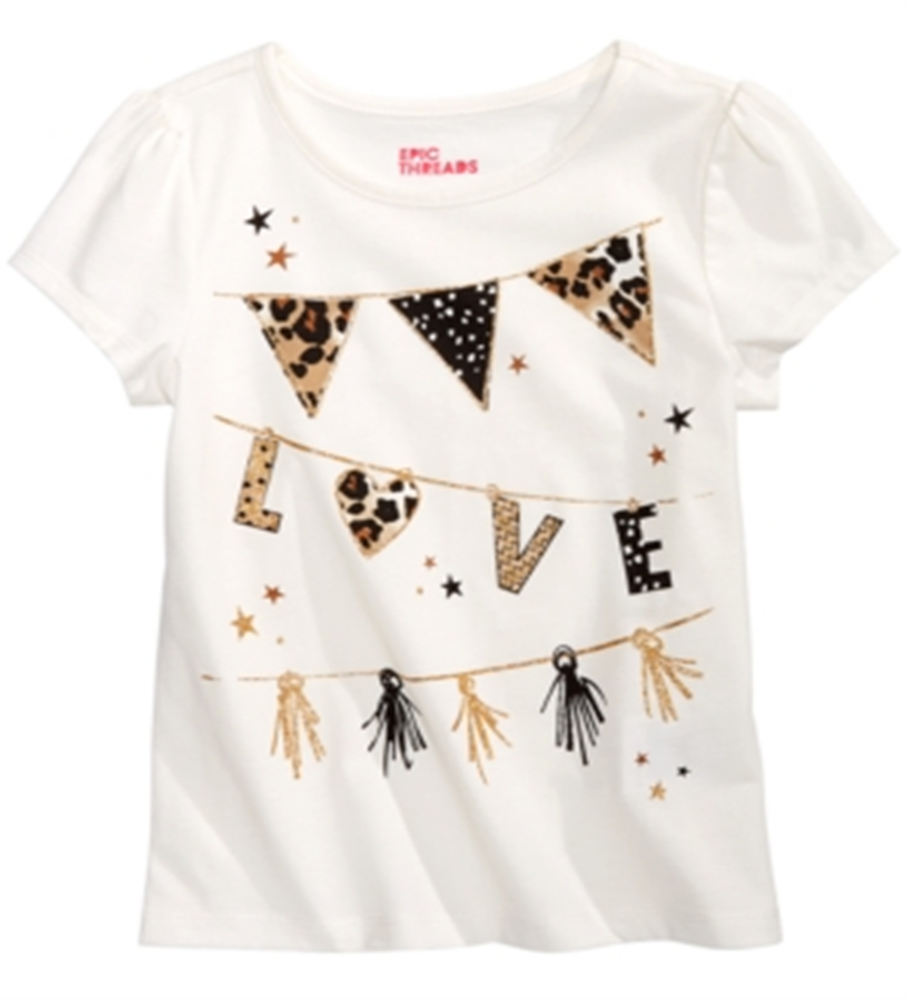 Epic Threads Toddler Girl's Love Flags T-Shirt White Size 3T
