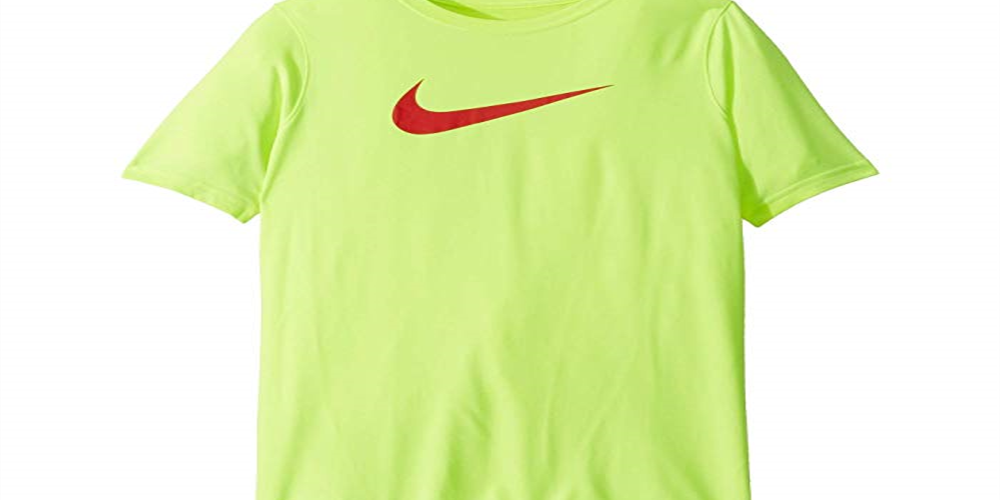 Nike Big Boy's Swoosh Print T-Shirt Neon Green Size S
