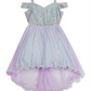 Rare Editions Little Girl's Metallic Cold Shoulder Dress Purple Size 5