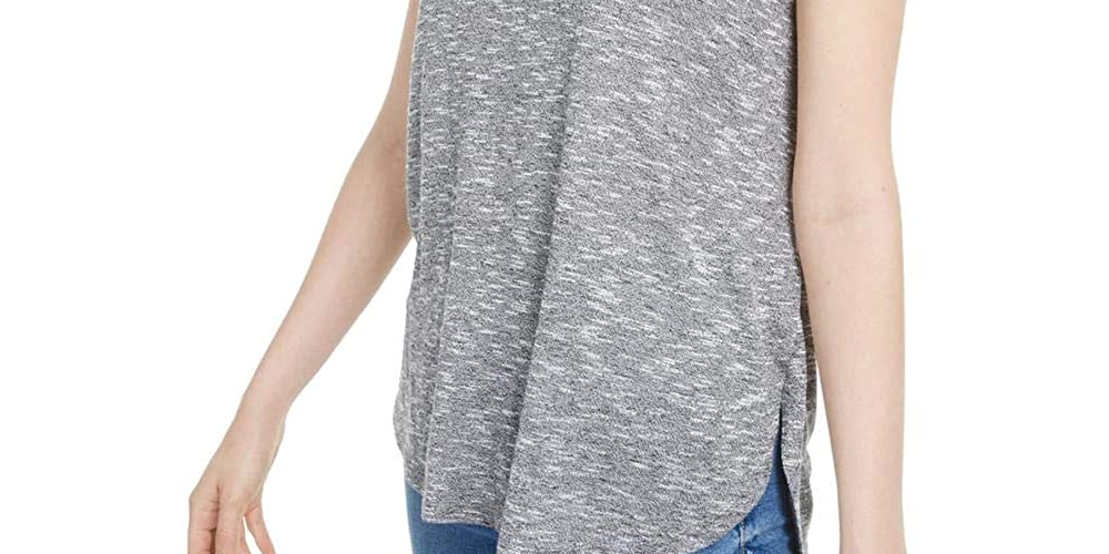 Bar III Women's Marled T-Shirt Gray Size Large