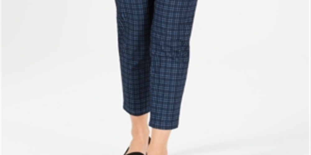 Charter Club Women's Bristol Printed Ankle Jeans Blue Size 18