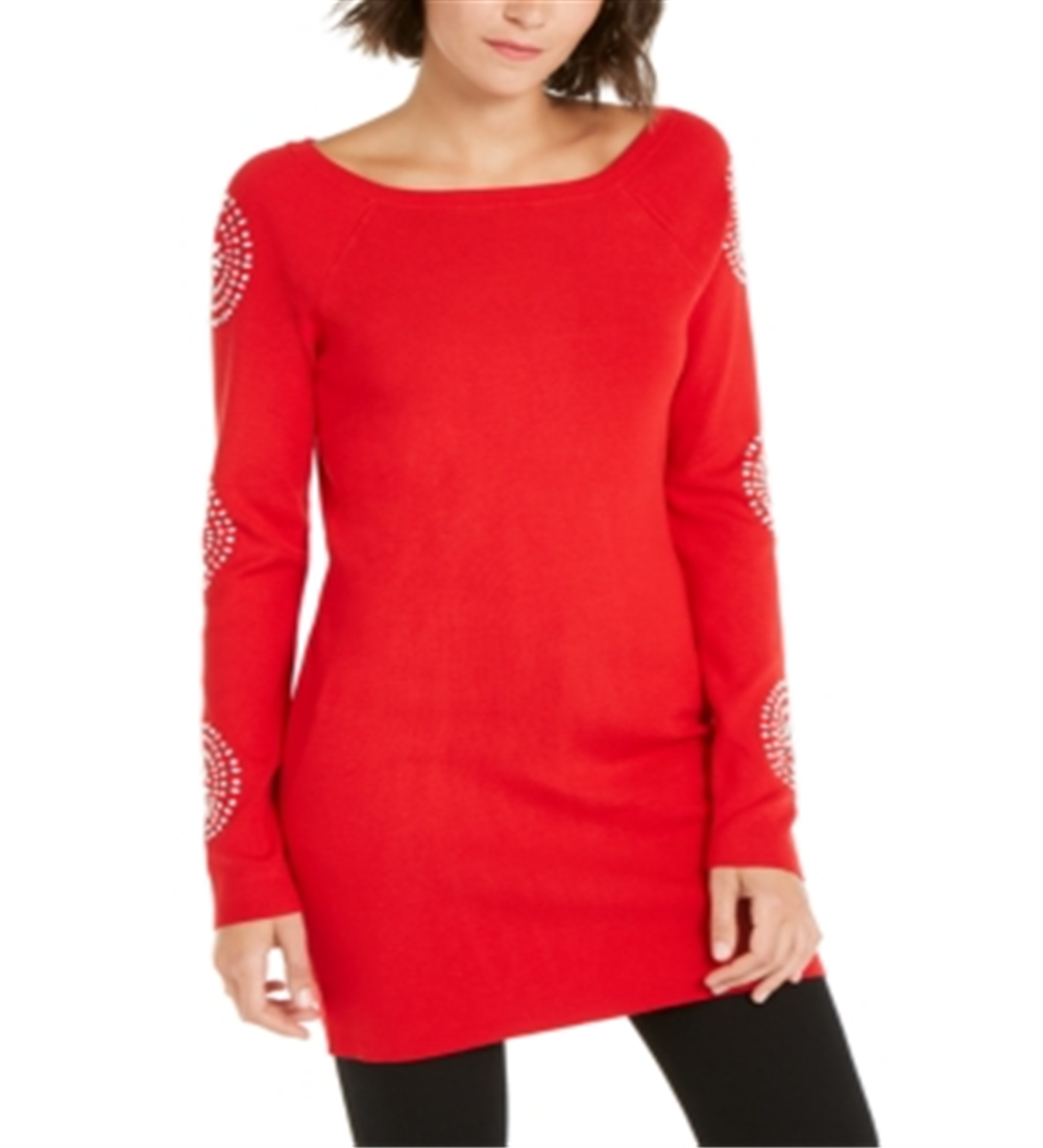 INC International Concepts Women's Medallion Sleeve Tunic Red Size Petite Small