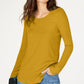 INC International Concepts Women's Ribbed Long Sleeve T-Shirt Yellow Size X-Small