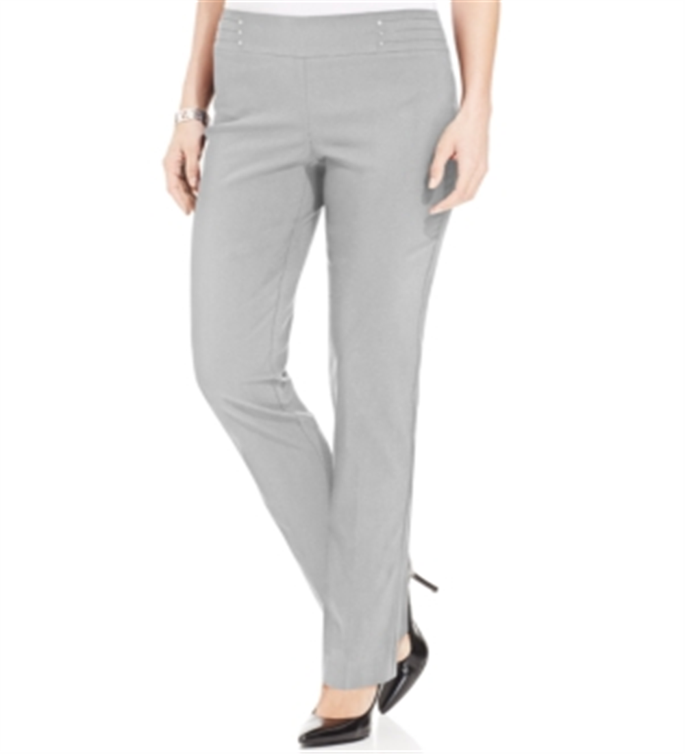 JM Collection Women's Studded Pull on Pants Gray Size Petite XL