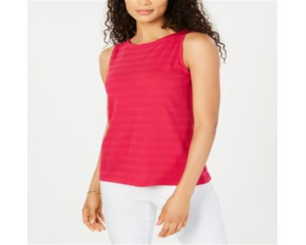 Charter Club Women's Textured Cotton Tank Top Pink Size -Petite L