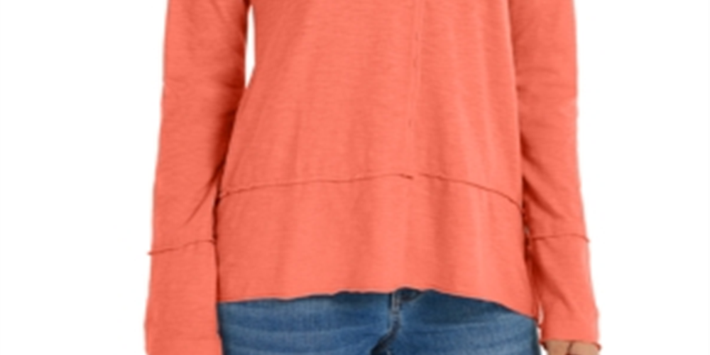 Style & Co Women's Split Neck Tunic Orange Size Large