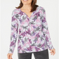 Karen Scott Women's Printed Split Neck Top Purple Grey Size Small