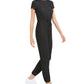 Bar III Women's Short Sleeve Jewel Neck T-Shirt Jumpsuit Gray Size Small