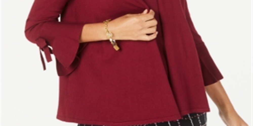 Alfani Women's Tie Sleeve Cardigan Maroon Size Petite S