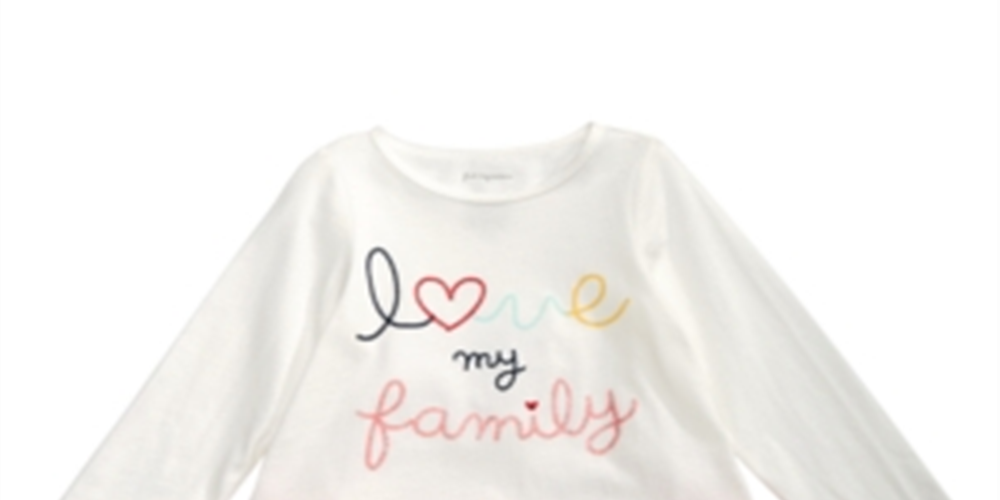 First Impressions Baby Girl's Family Print Cotton Peplum T-Shirt White Size 6-9MOS