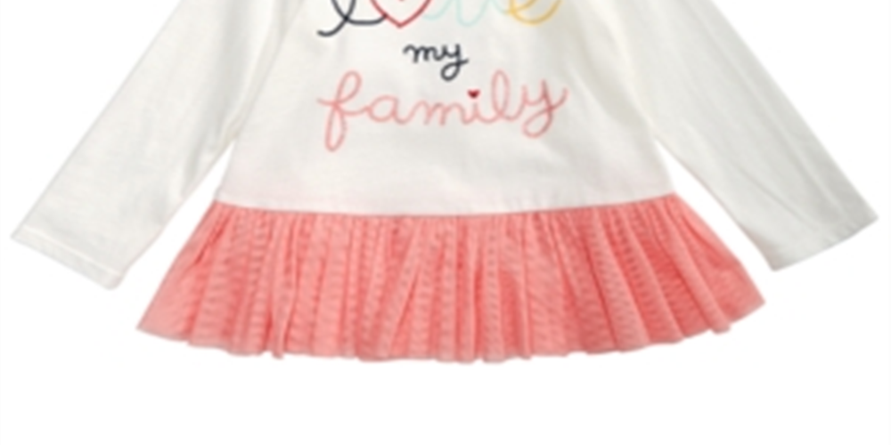 First Impressions Baby Girl's Family Print Cotton Peplum T-Shirt White Size 6-9MOS