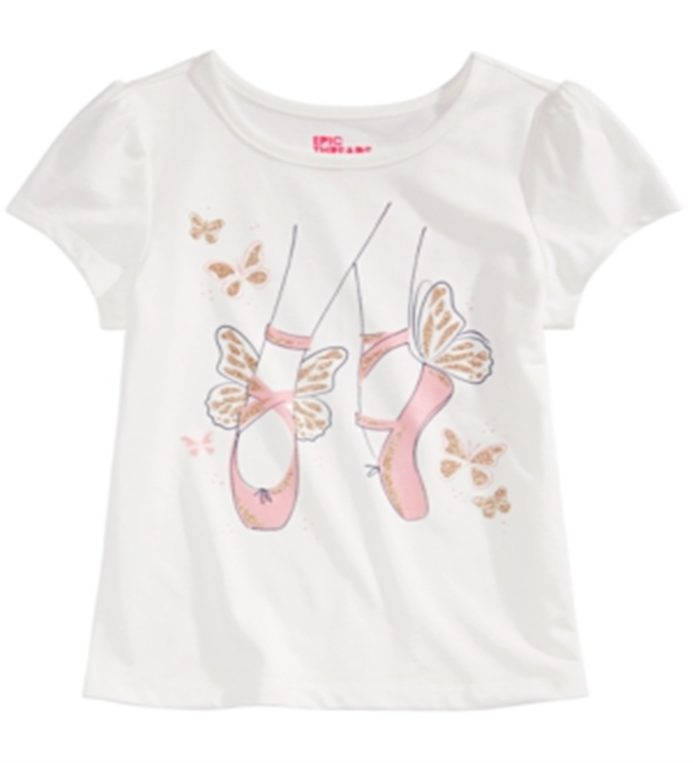 Epic Threads Little Girl's Ballet Slippers T-Shirt White Size 5