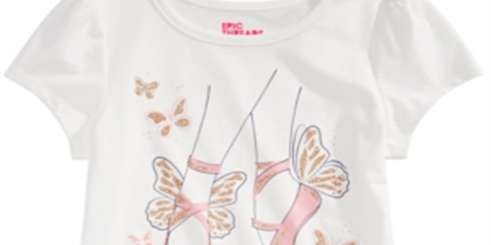 Epic Threads Little Girl's Ballet Slippers T-Shirt White Size 5