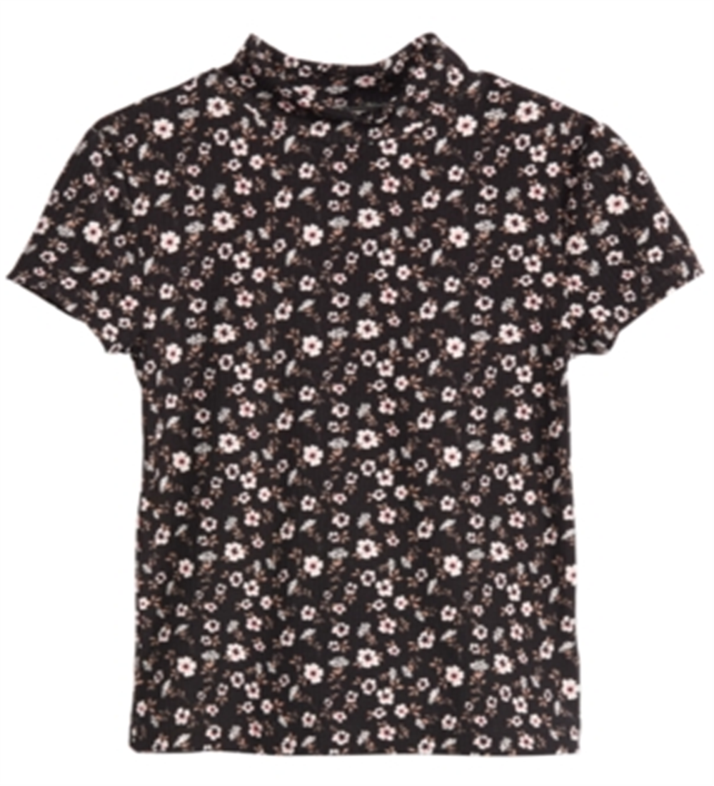 Epic Threads Big Girl's Floral Print T-Shirt Black Size Medium