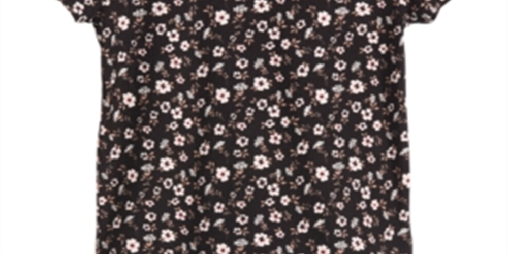 Epic Threads Big Girl's Floral Print T-Shirt Black Size Medium