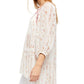 Free People Women's Printed Long Sleeve Jewel Neck Top White Size Medium