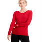 JM Collection Women's Metallic Round Neck Stud Cuff Sweater Red Size Small