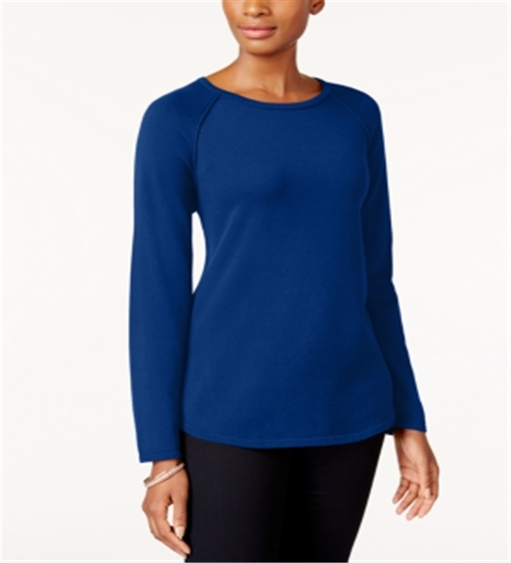 Karen Scott Women's Cotton Sweater Blue Size Large