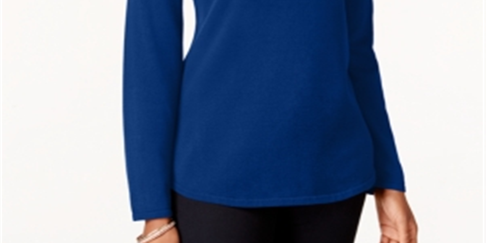 Karen Scott Women's Cotton Sweater Blue Size Large