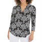 Charter Club Women's Printed V Neck Top Black Size Small