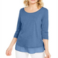 Style & Co Women's Chiffon Hem Top Blue Size XX-Large