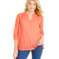 Style & Co Women's Textured V Neck Top Orange Size Large