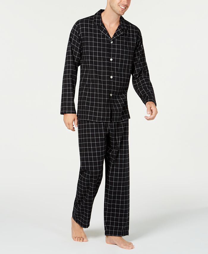Club Room Men's Checked Flannel Pajama Set Black Size XX-Large
